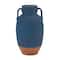 10.5" Navy Ceramic Urn Vase with Terra Cotta Accent